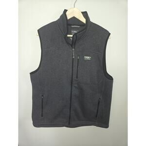 L.L. Bean Jacket Mens Large Gray Vest Full Zip Slightly Fitted Regular Size